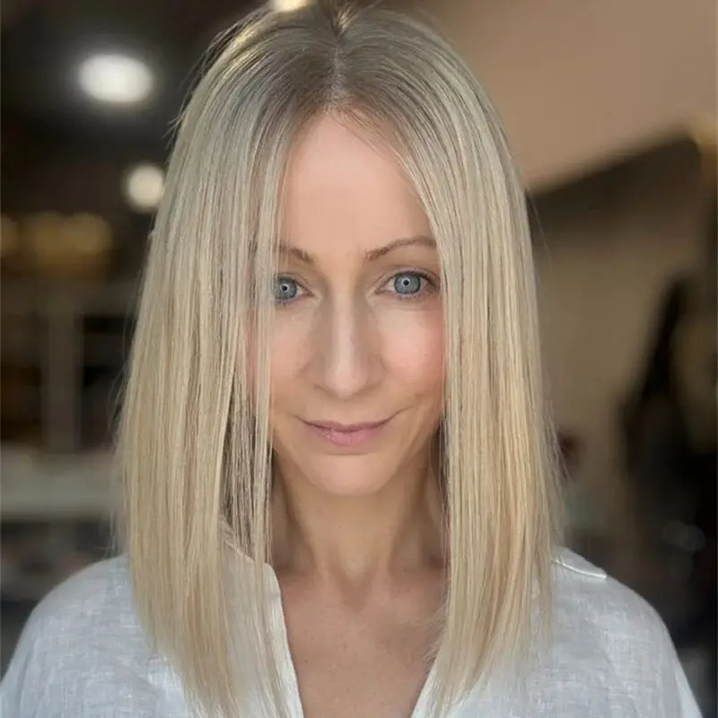 أعلى HD غلويليس الباروكات قصيرة مستقيم بوب أومبير البلاتين شقراء Balayage الفاخرة الاصطناعية الدانتيل شعر مستعار أمامي جزء مجاني جاهز للشحن