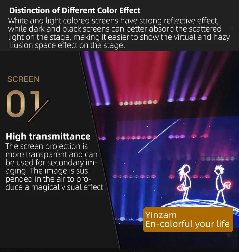 2025 New Holographic Projection Mesh Screen Grey 3d Hologram Effect Mesh Hologram Gauze Projector Stage Screen Mesh Customized