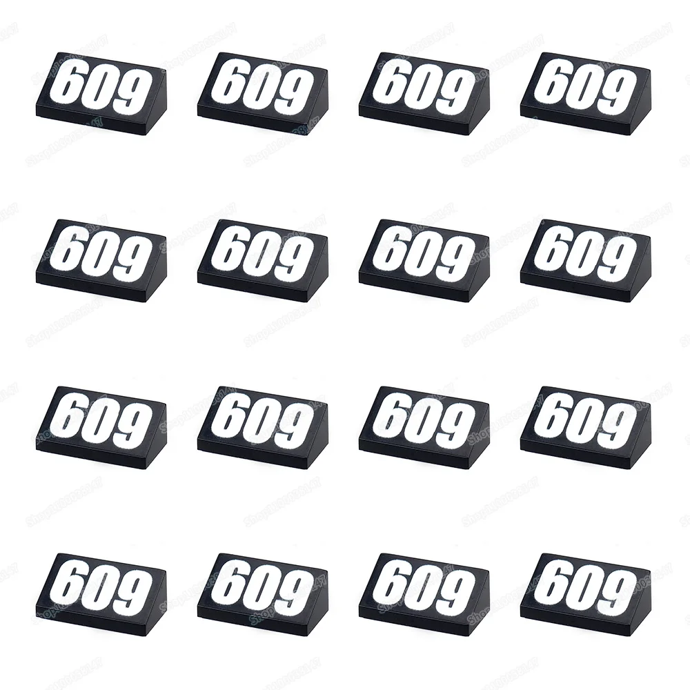 Numbers 609 Pattern Building Block 85984 Printed 1x2 Ramp MOC figures Equipment Military Models Scenes Accessories Gift DIY Toys