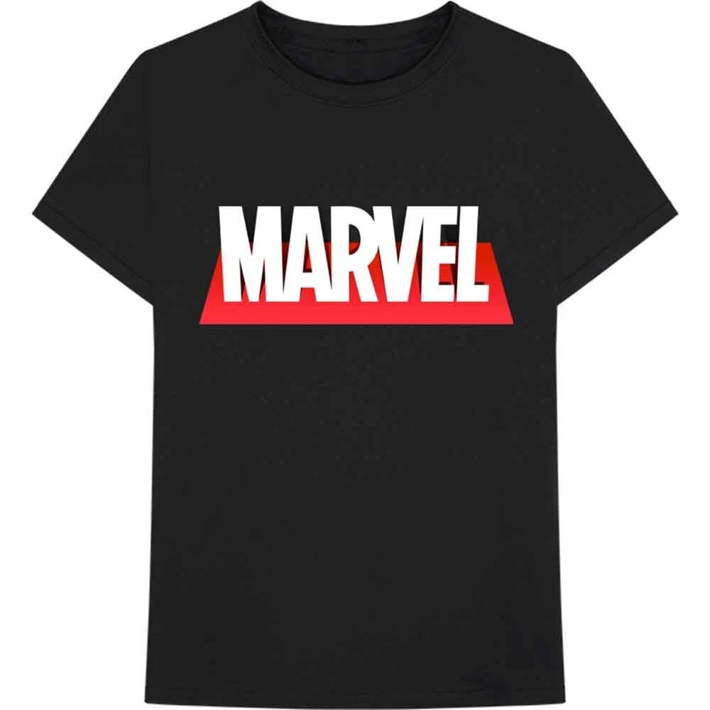 Camiseta de Comics de Marvel con Logo de la caja, camiseta oficial negra de verano para hombres y mujeres, camiseta holgada y transpirable