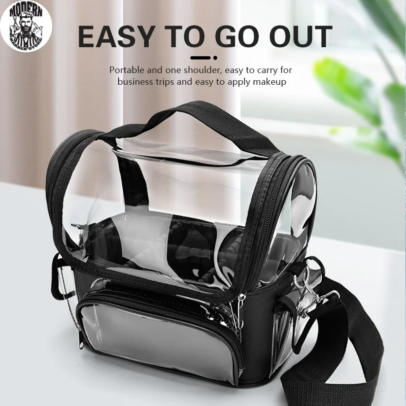 PVC Cosmetic Bag High-Capacity Salon Barber Tool Backpack Hairdressing Portable Storage Transparent Waterproof Travel Handbag