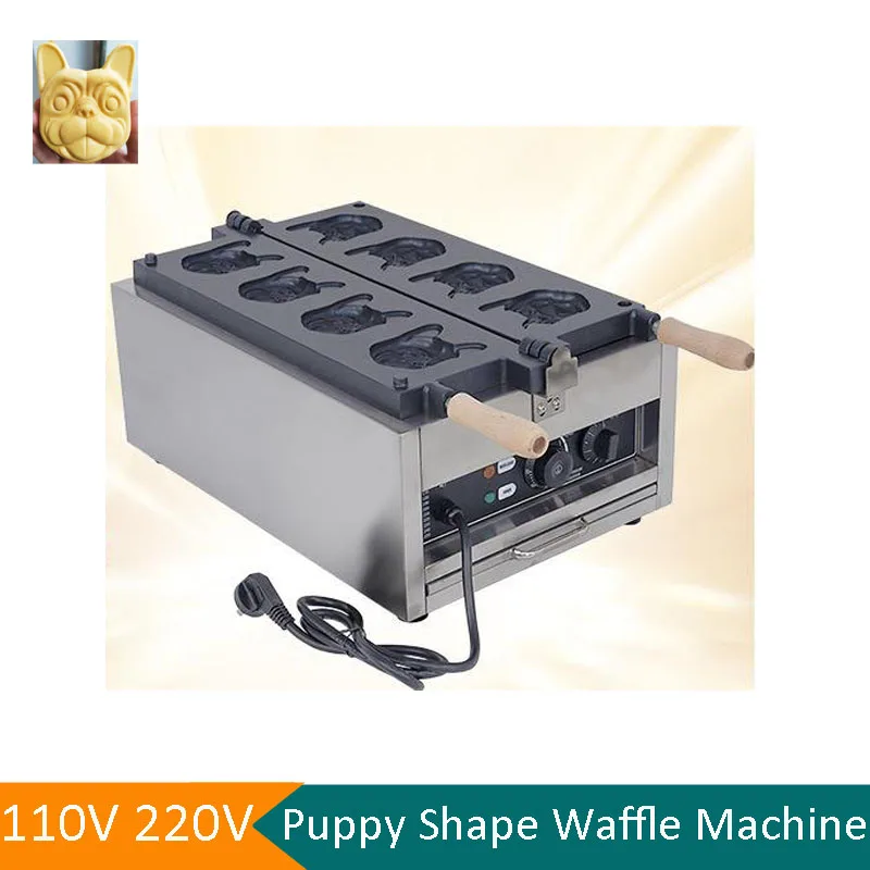 

Popular 110/220V4PCS Puppy Shape Waffle Machine Commercial Bulldog Waffle Equipment Hot Sale Animal Dog Head Baking Machine