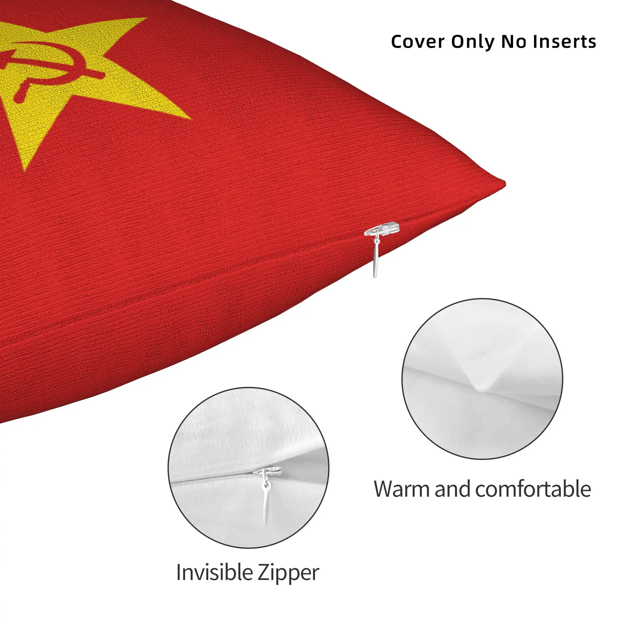 USSR Soviet Union Russian CCCP Pillowcase Printing Cushion Cover Decorative Hammer Sickle Throw Pillow Case Cover Home Zippered