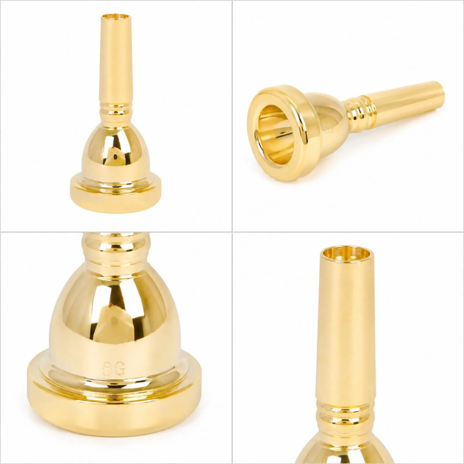 Solid Brass Tenor Trombone Mouthpiece 5G for Standard Instrument Replacement with Storage Box and Dust Protection