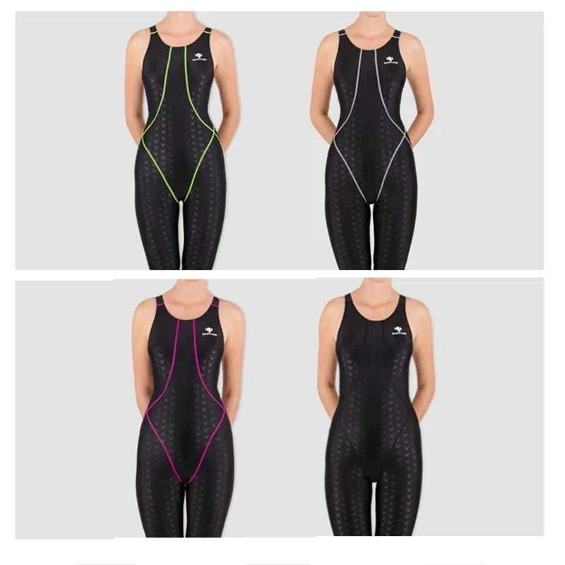HXBY Professional Competition Knee Length Waterproof Chlorine Resistant Women\'s Swimwear Plus Size 5xl