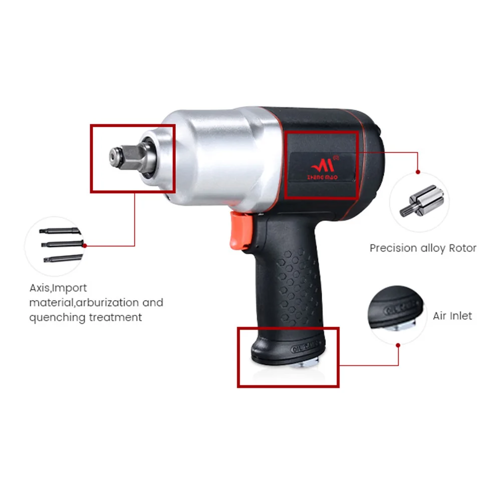 Automotive 1/2 Inch 900Nm Compressed Air Impact Pneumatic Wrench