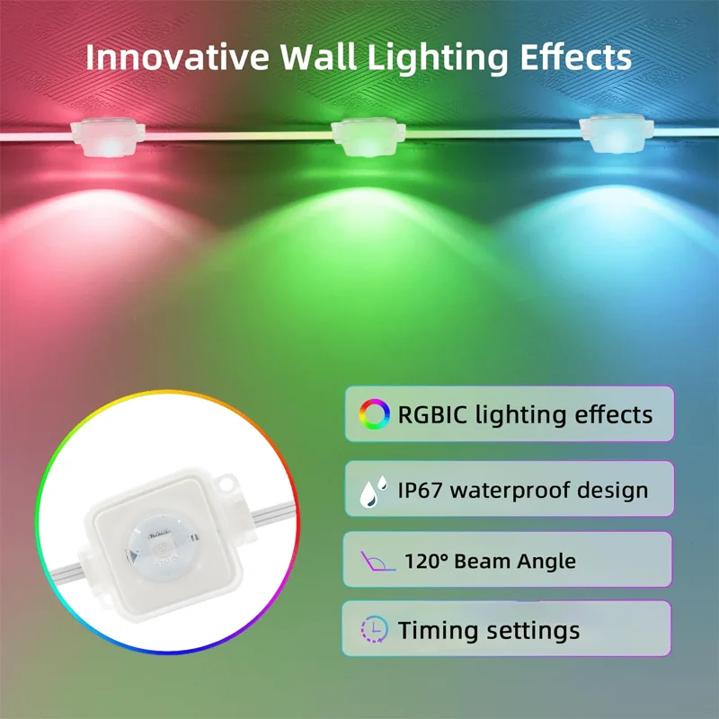 أضواء خارجية دائمة 300FT الذكية RGB Eave ضوء APP التحكم عن بعد LED سلسلة ضوء IP67 مقاوم للماء للديكور الخارجي للمنزل #3