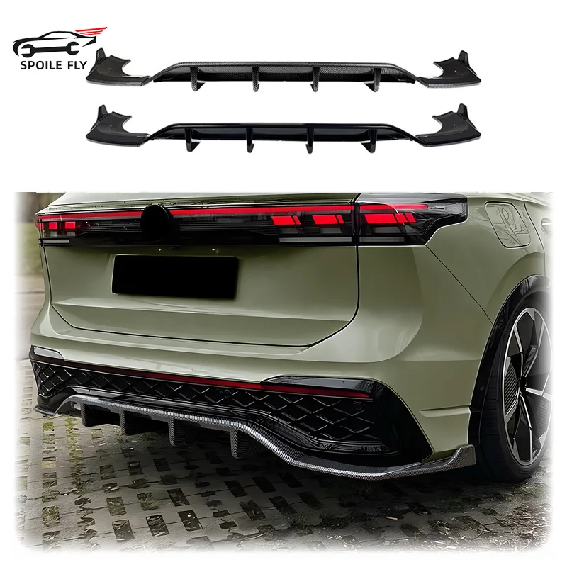 

For Vw Volkswagen Tiguan MK3 Rline 24+ High Quality ABS Rear Bumper Lip Spoiler Glossy Black Carbon Fiber Look Body Kit