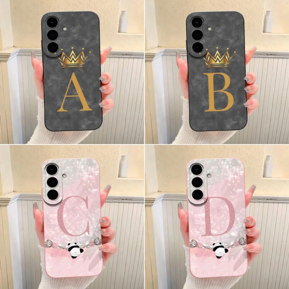 Cases For Samsung Galaxy S26 FE Phone Case Popular Panda Crown Initial Anti Scratch Shell For Samsung S26 Ultra Coque S26+ Funda