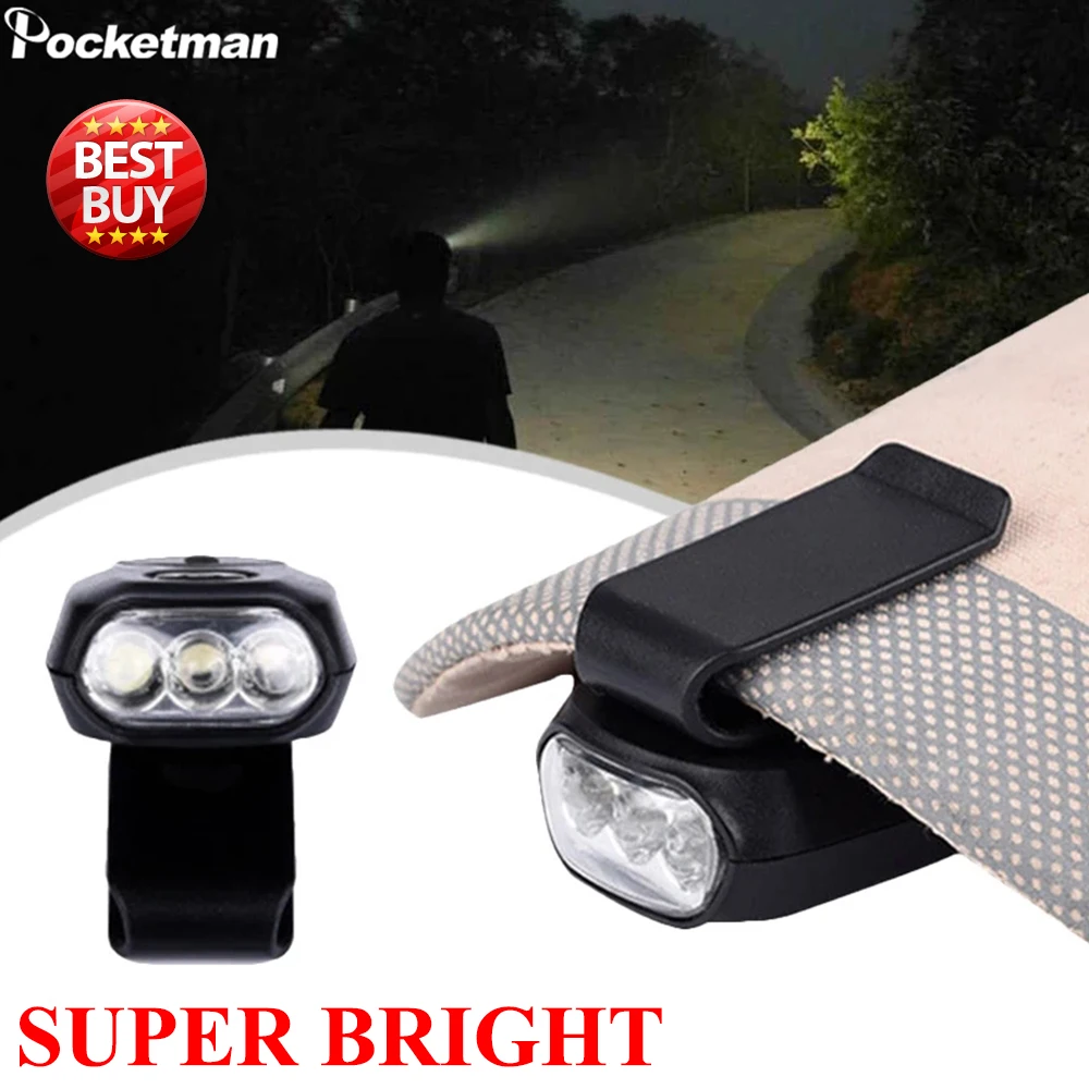 

3LED Headlamp Mini Headlight Outdoor Hat Clip Head Lamp Camping Head Flashlight Head Front Light Baseball Cap Lamp