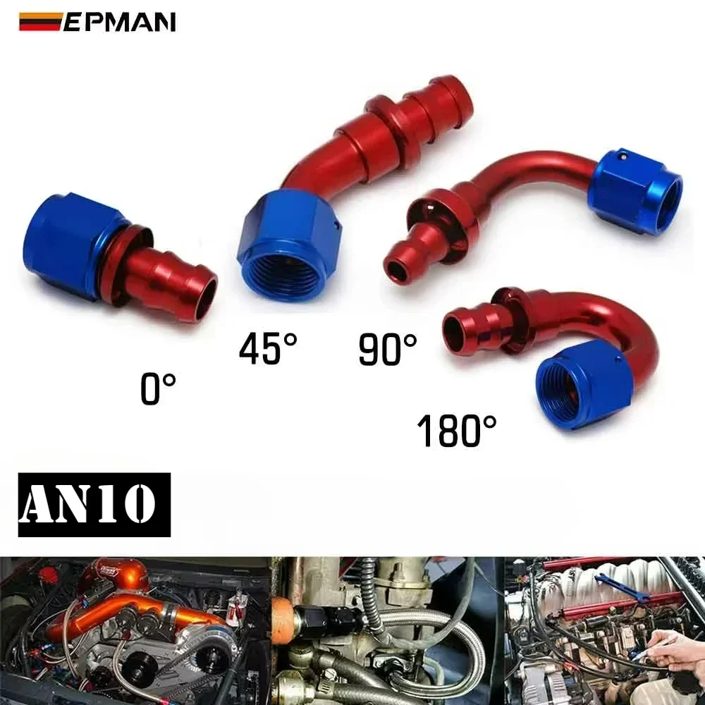 EPMAN 10PCS/LOT AN10 Fuel Hose End Push-On Male Fitting Straight 45Degree90Degree180Degree Swivel Oil/Gas Line End Fitting AN-B