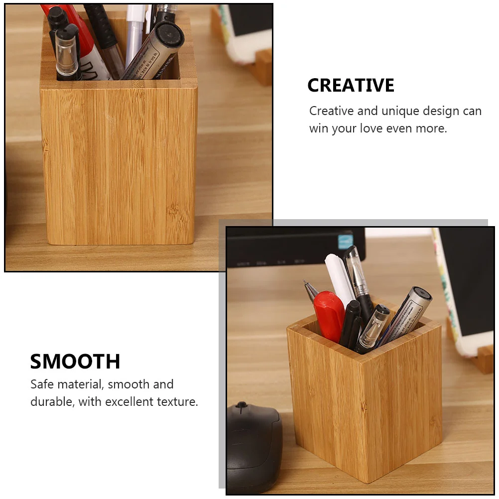 Bamboo and Wood Finishing Box Kitchen Tool Utensil Organizer Desktop Stationary Nice Holder Pen Pot Creative Decor