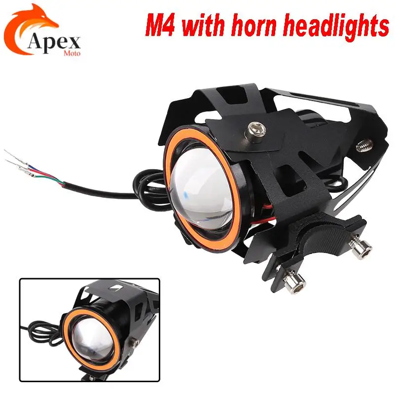 Mini U7 Headlight Motorcycle Spotlights Lens Auxiliary Foglights Lamp Angel Eyes 12V Led Additional Electric Motorcycle Lights