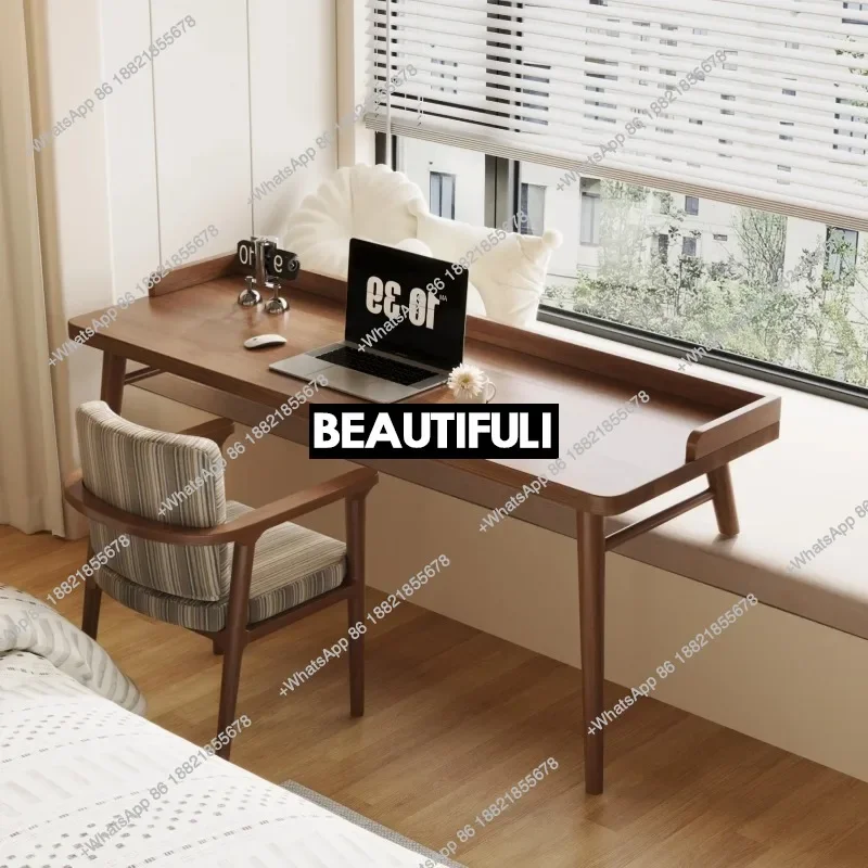 

All Solid Wood Desk casual Bedroom Long and Short Leg Computer Desk Small Apartment
