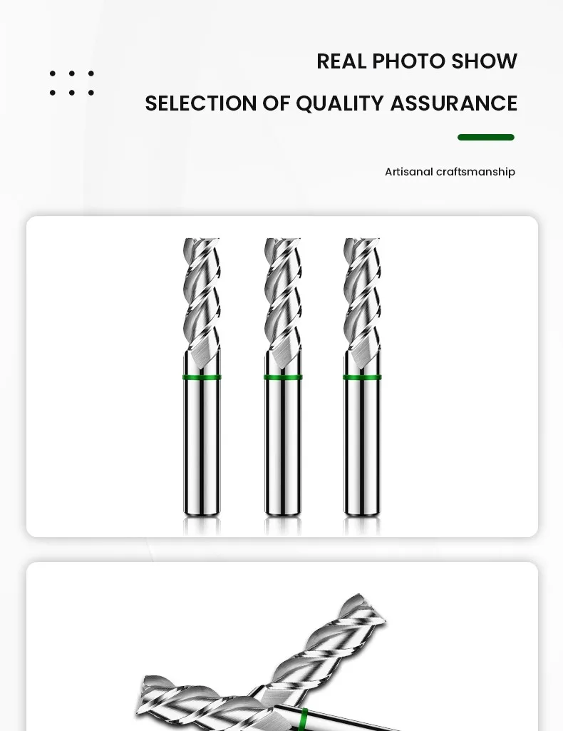 AZZKOR TGH-HRC50 3-Schneiden-Hartmetall-Holzbearbeitungs-Flachfräser für CNC-Maschinen, Aluminium-Fräswerkzeug, 1-20 mm – Detail 17