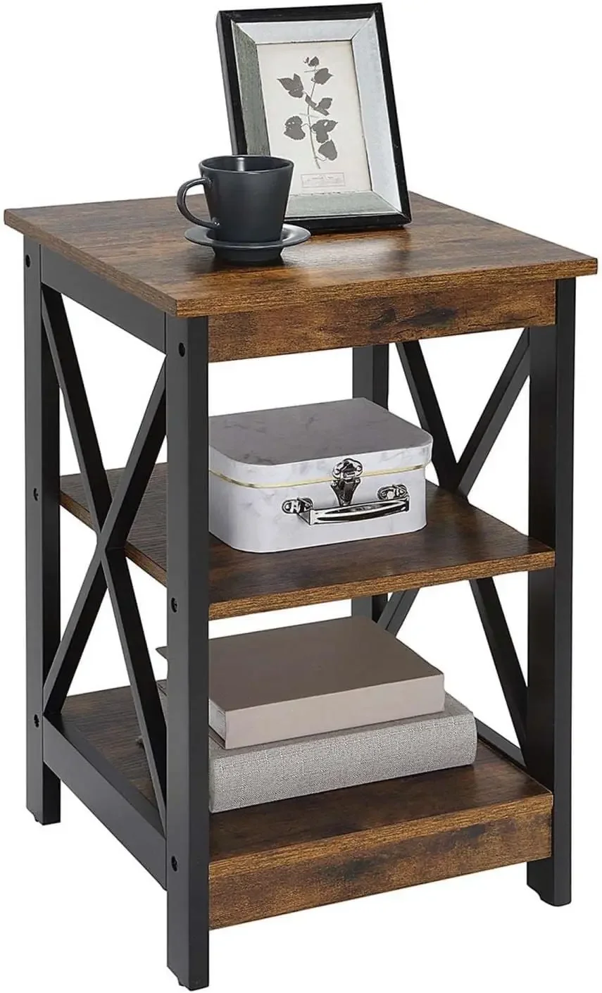 Convenience Concepts Oxford End Table with Shelves, Barnwood/Black USA