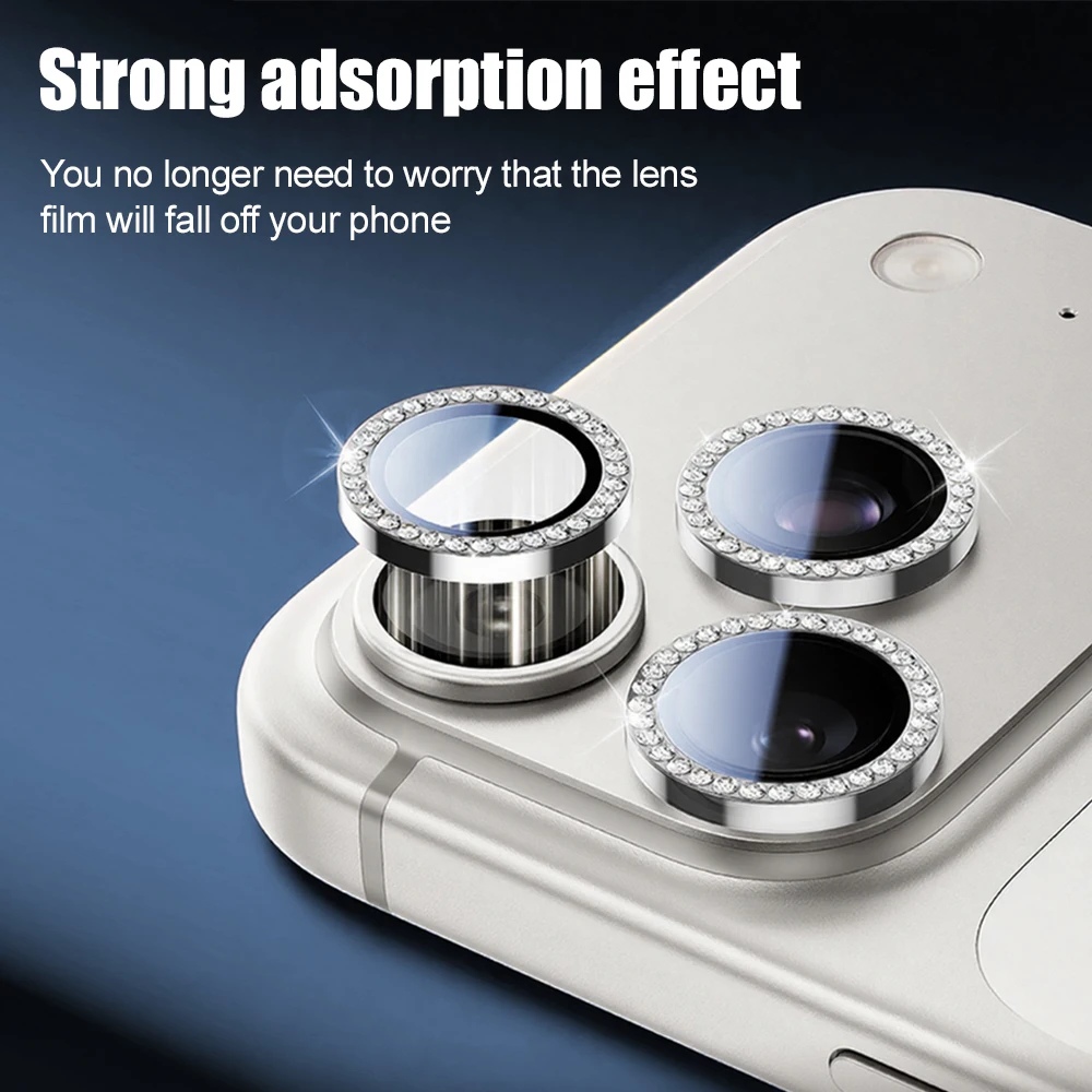 

1 шт. Защитная линза для камеры с блестками и стразами для iPhone 17 Pro Max, 17, 16, 16 Pro, iPhone 14, 13, 12, 15 Plus, Air, 11