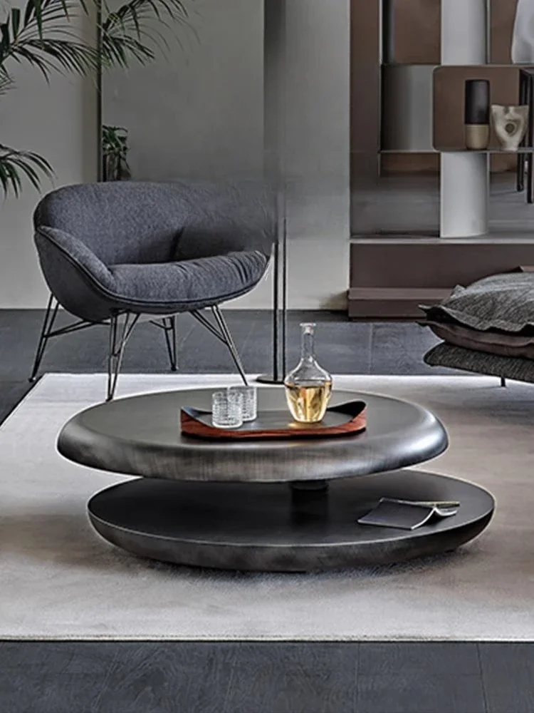 Italian light luxury minimalist high-end sense, small apartment living room home design creativity, stainless steel double-layer