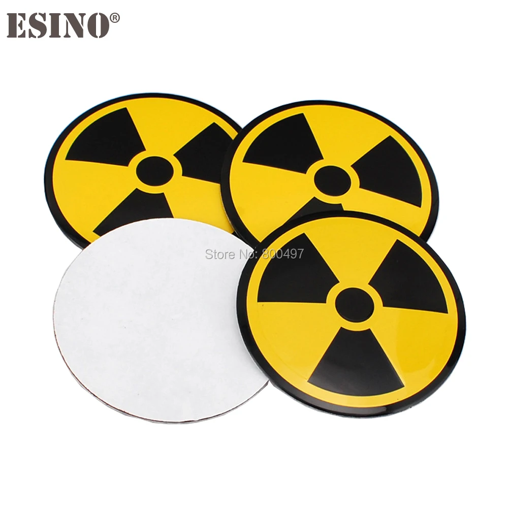 4 x Car Styling Biochemical Hazards 3D Metal Chrome Aluminium Alloy Wheel Center Cap Stickers Wheel Hub Cap Decals Emblems