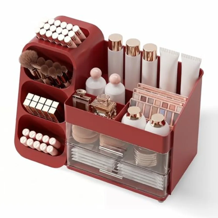 

Makeup Organizer for Vanity, Large Capacity Cosmetic Display Case with Clear Acrylic Drawers, Countertop Beauty Storage Holder