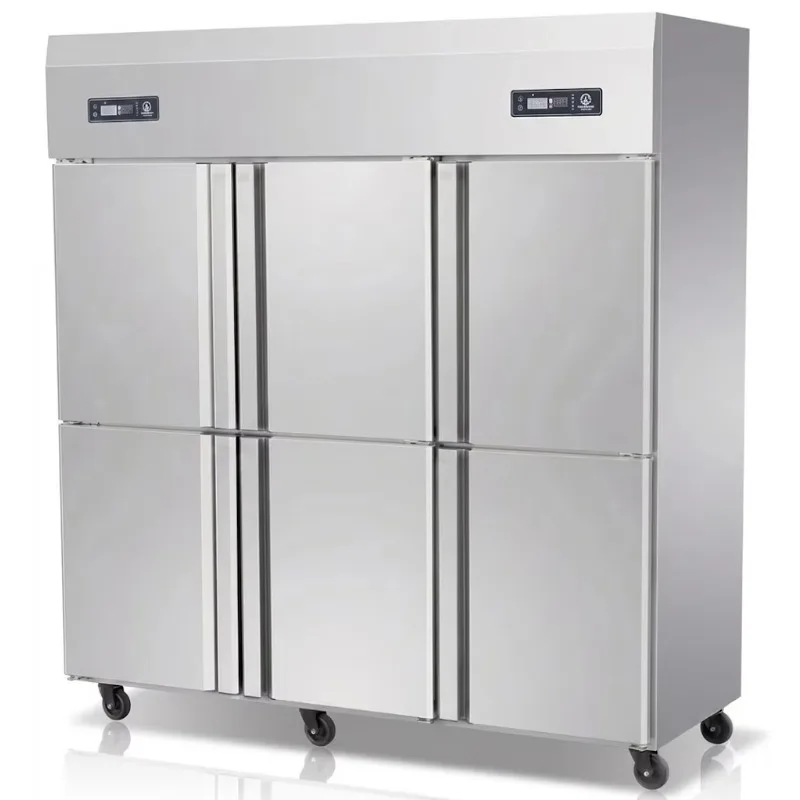 Ultra-Large Capacity Six Doors Upright Refrigerator Commercial Kitchen Chiller Vertical Freezer Stainless Steel Fridge