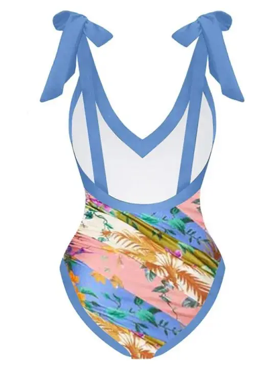 2023 New Arrival Push Up Women Bikini Floral Printed Ruffle Bikinis Strappy Bandage Swimwear Brazilian Biquini Bathing Suit