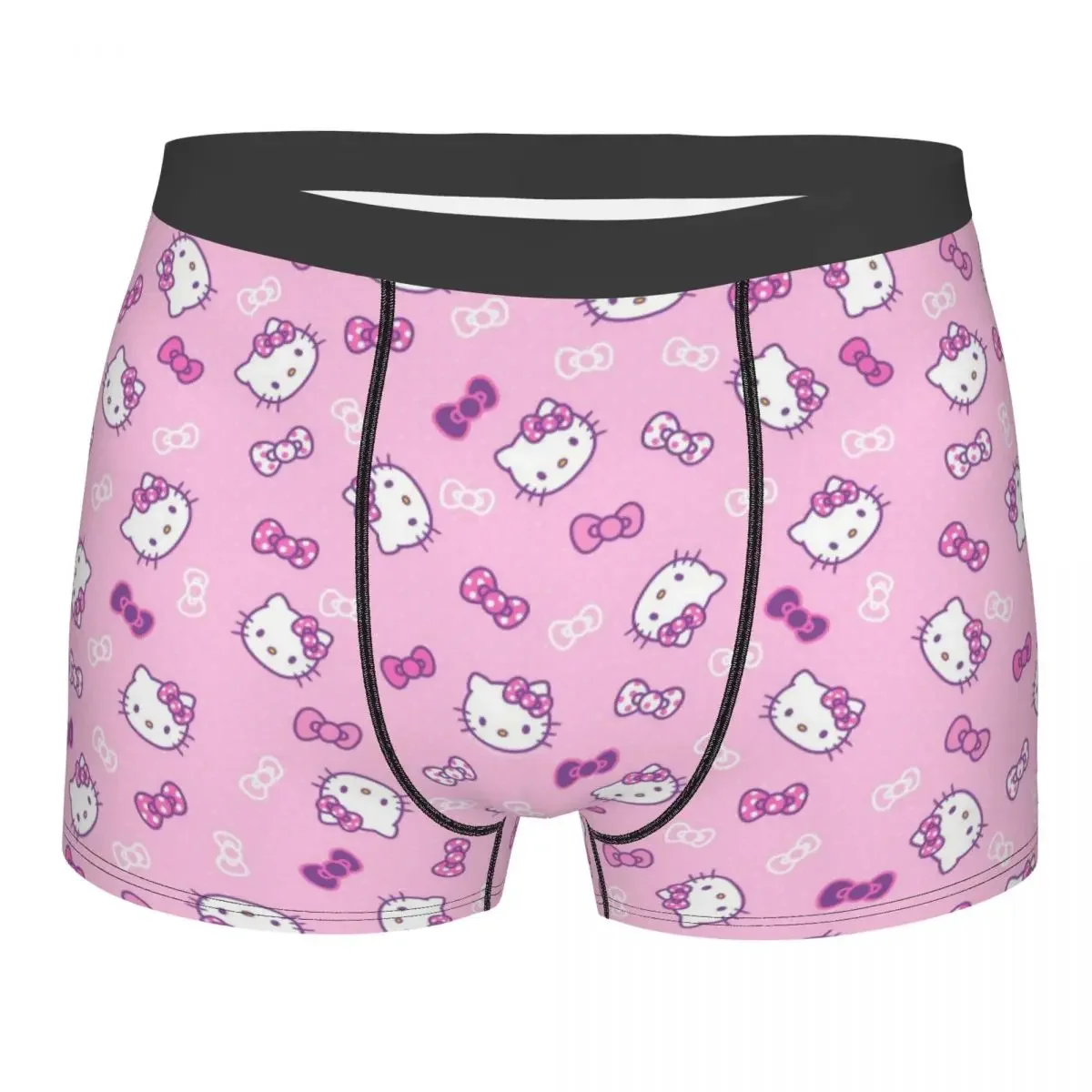 Custom Hello  Pattern Underwear Men Breathable Sanrio Boxer Briefs Shorts Panties Soft Underpants For Male