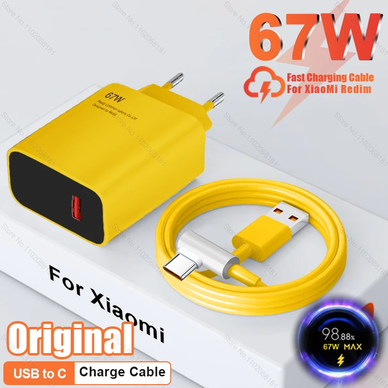 67W Max USB Charger For Xiaomi Mi 13 14 Ultra Super Fast Charging Redmi Note 12 Turbo Poco F5 Pro Type C Phone Cable Accessories