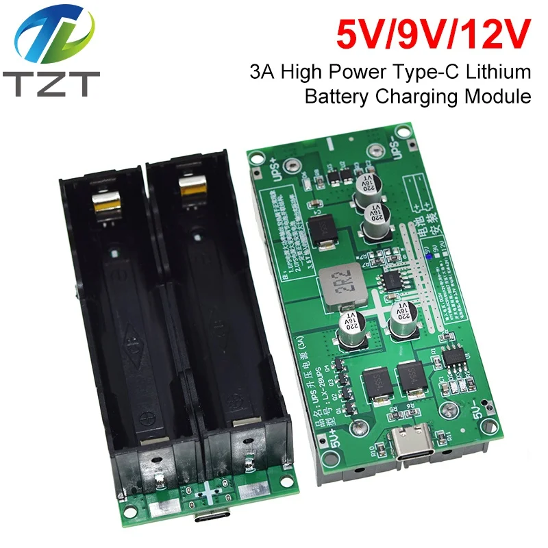 Imagem -04 - Tipo-c 15w 3a 18650 Módulo Carregador de Bateria de Lítio Dc-dc Step up Booster Carga Rápida Ups Fonte de Alimentação Conversor 5v 9v 12v