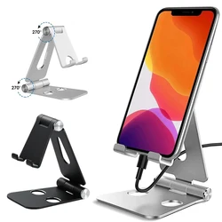 Metal Aluminum Alloy Mobile Phone Desktop Holder Stand for iPhone 13 14 Pro Stand Lazy Live Portable Folding Mobile Phone Stand
