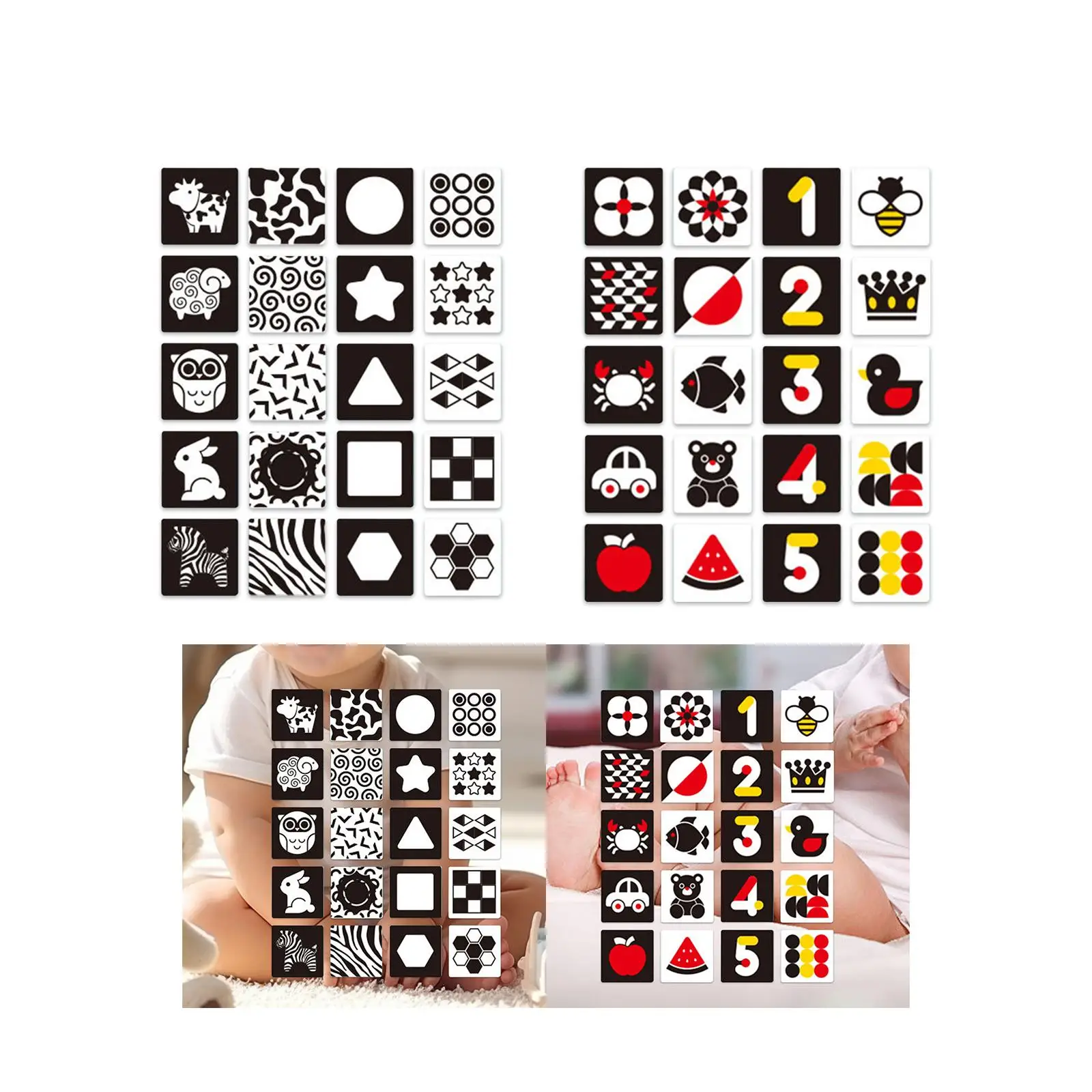 Cartes de contraste pour bébé Flashcard à contraste élevé, cartes de simulation visuelles de tri des couleurs portables pour la Concentration préscolaire