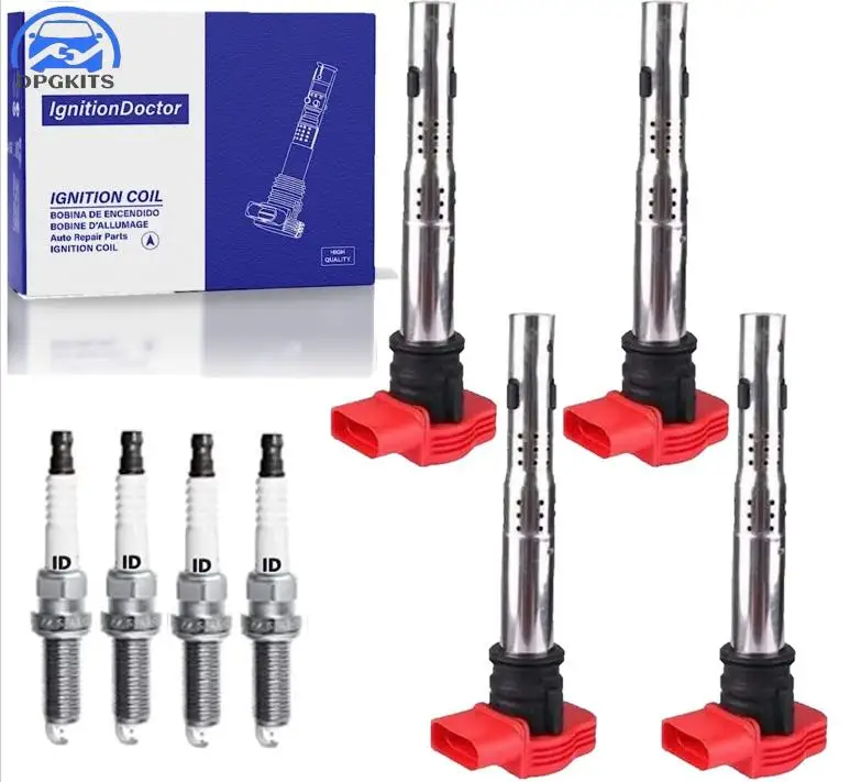 

DPGKITS 4pcs Ignition Coils +4pcs Iridium Spark Plugs For Audi TT A4 VW Golf Jetta GTI 2.0L 2.0T UF529 06E905115E 06E905115F