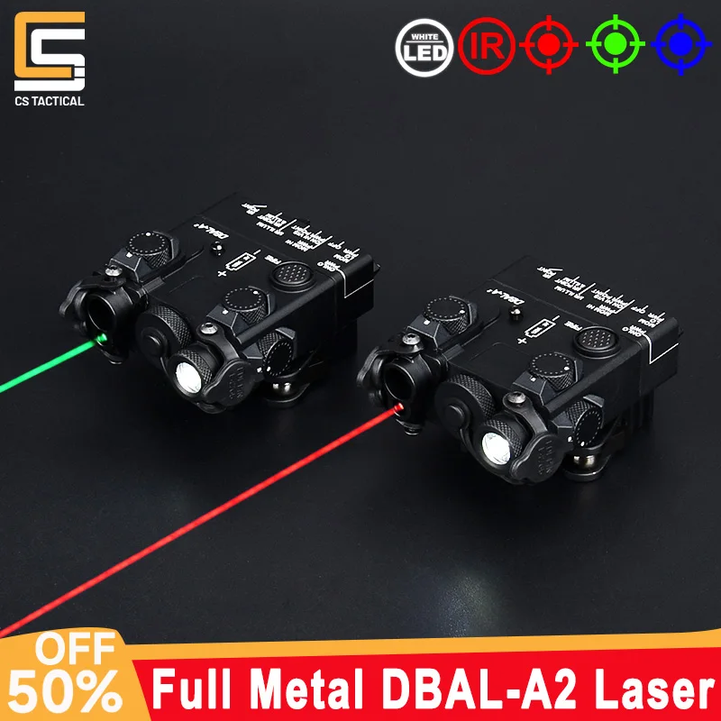 Tactical Full Metal DBAL-A2 Red Green Blue Dot Laser IR Aiming Weapon Strobe LED Flashlight Rifle Hunting Airsoft Weapon Light