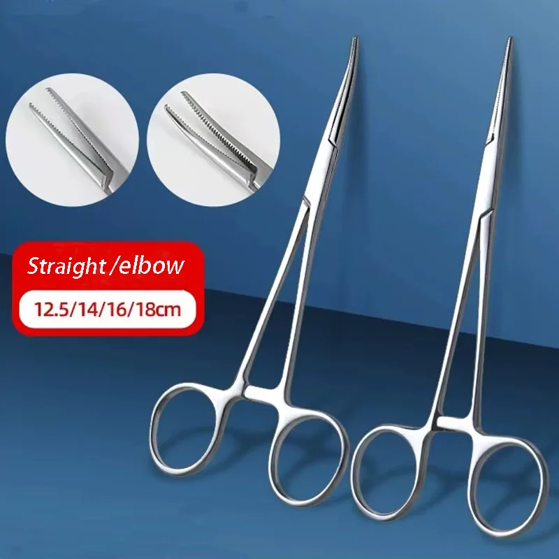 Stainless Steel Medical Hemostatic Forceps Surgical Clips Vascular Forceps Curved Tip and Straight Tip Dental Surgical Tools