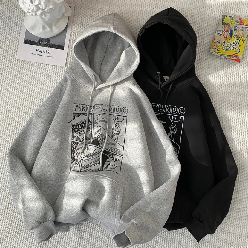 

Мужская толстовка оверсайз с капюшоном, повседневная уличная одежда, новинка весна-осень, модный топ для подростков, удобный крой