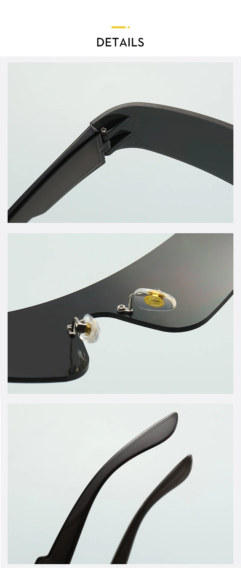 Neue Trends Y2K Sonnenbrille Frauen Männer Mode Punk Rahmenlose Sonnenbrille Marke Designer Einteilige Linsen Sport Goggle UV400 – Detail 3