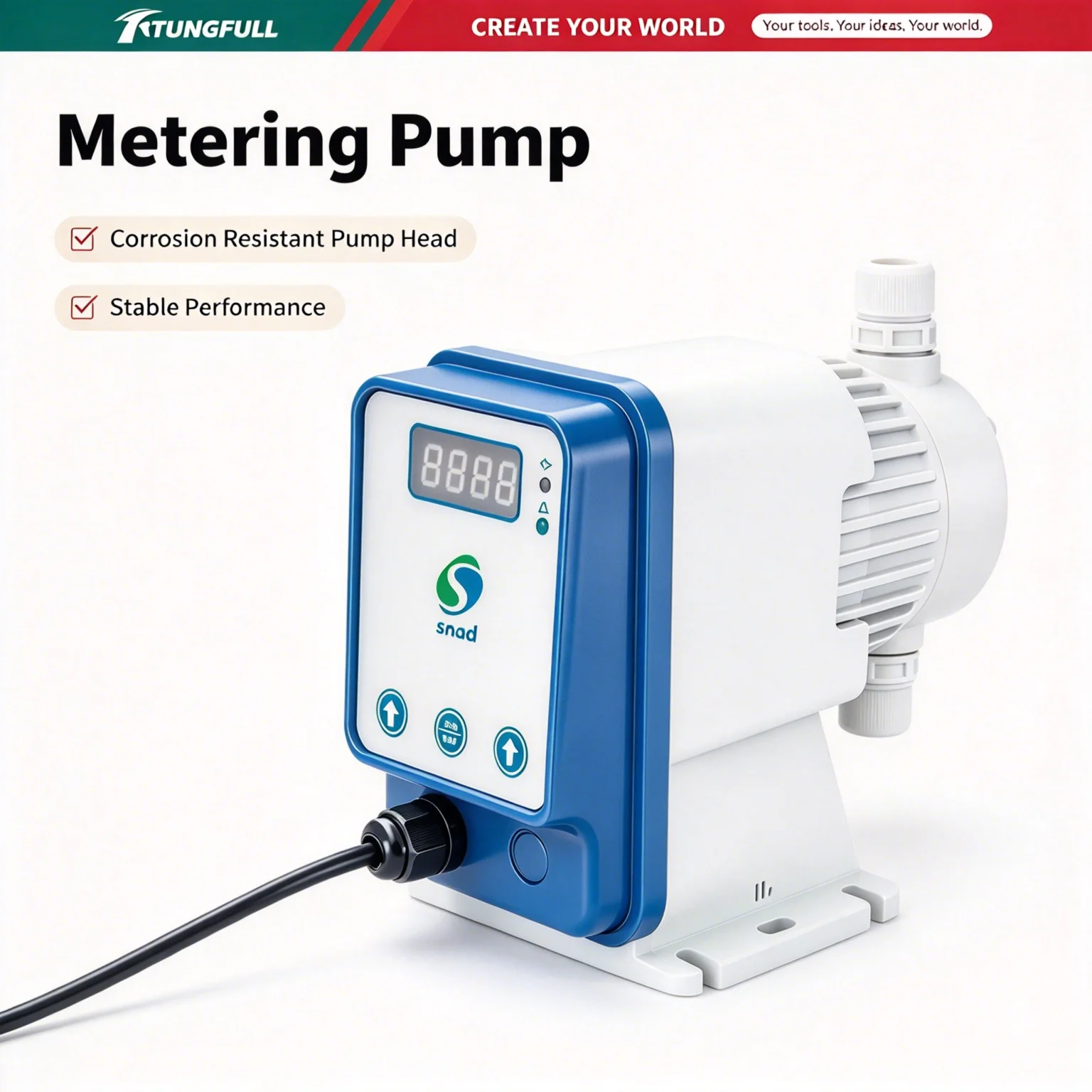 Electromagnetic Diaphragm Metering Pump Corrosion Resistant Adjustable Flow Rate Liquid Metering Pump For Swimming Pool Water