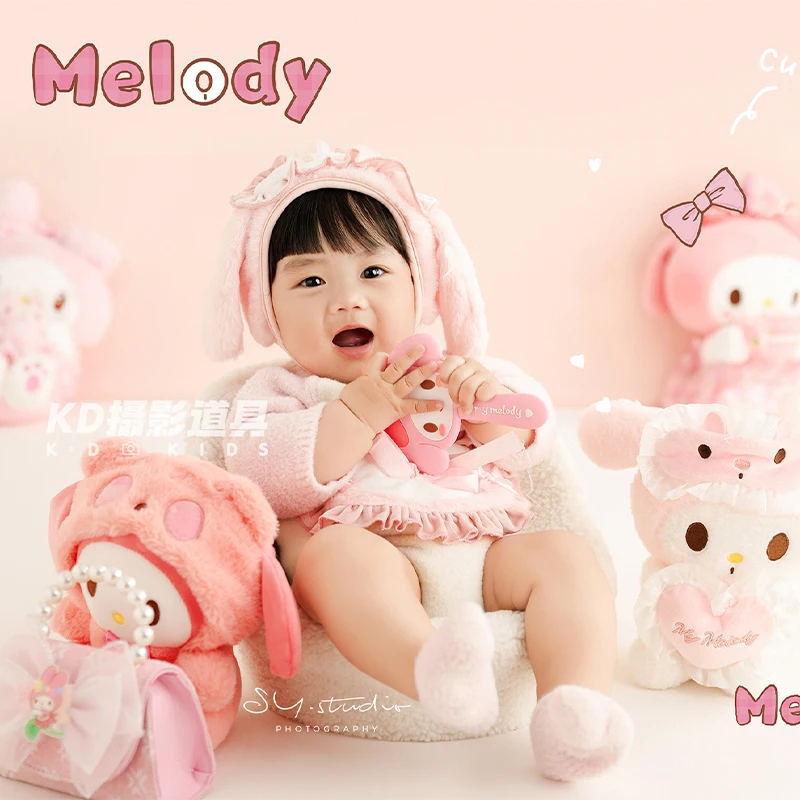 Cute Cartoon Character Costumes Professional Newborn Photography Outfits Baby Girl Jumpsuit with Ear-Shaped Hat for 3-4 Month