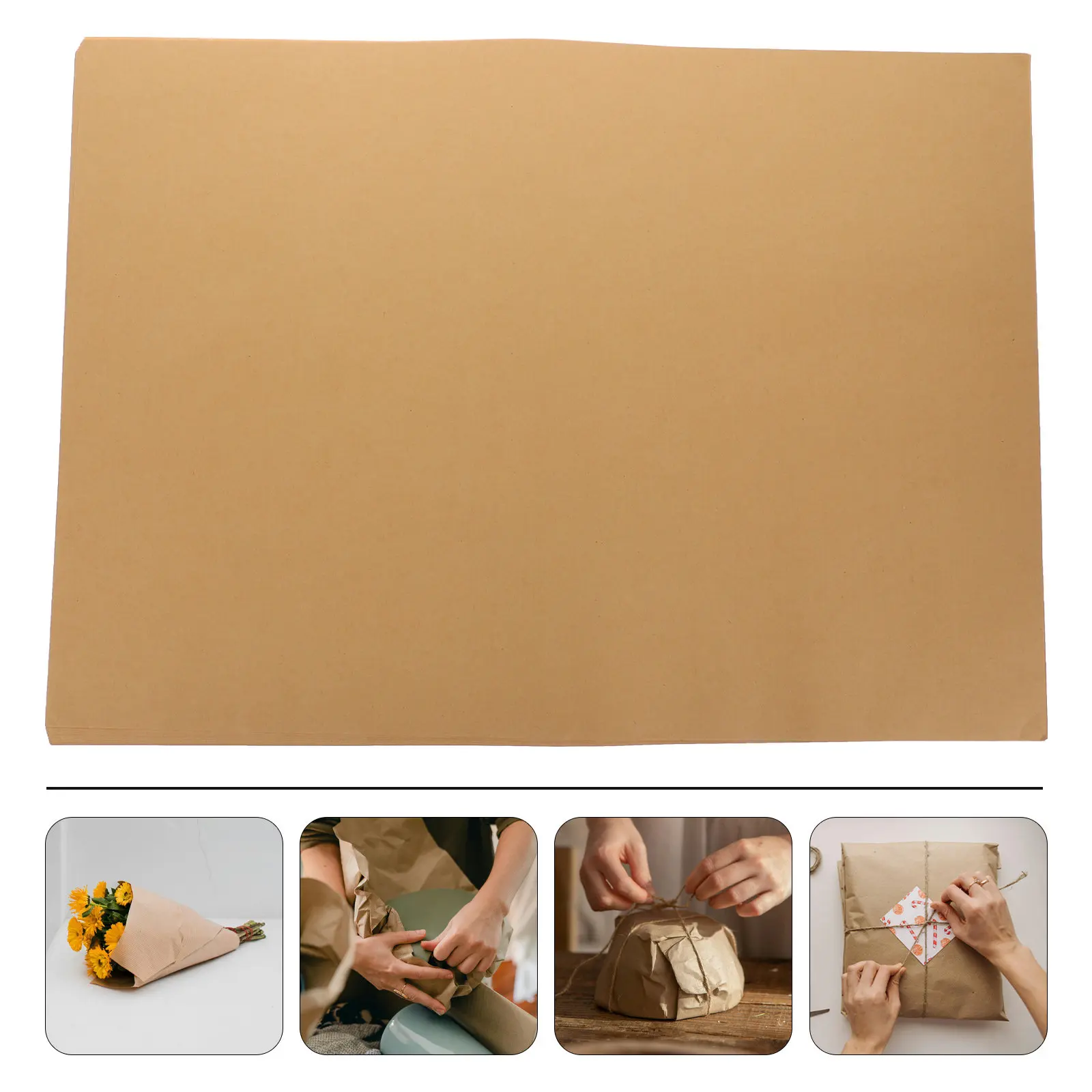 

100 шт. коричневой подарочной упаковочной бумаги, крафт-бумага для упаковки, легкие листы, легко режутся, для дня рождения, выпускного, выхода на пенсию, детского праздника