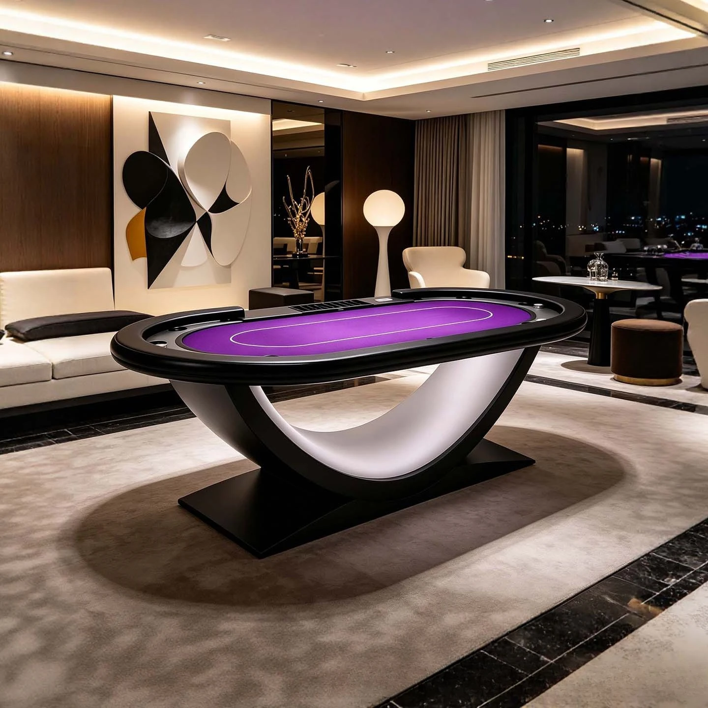 Light luxury high-end Texas poker table, villa home club multi-person entertainment table designer oval chess and card table