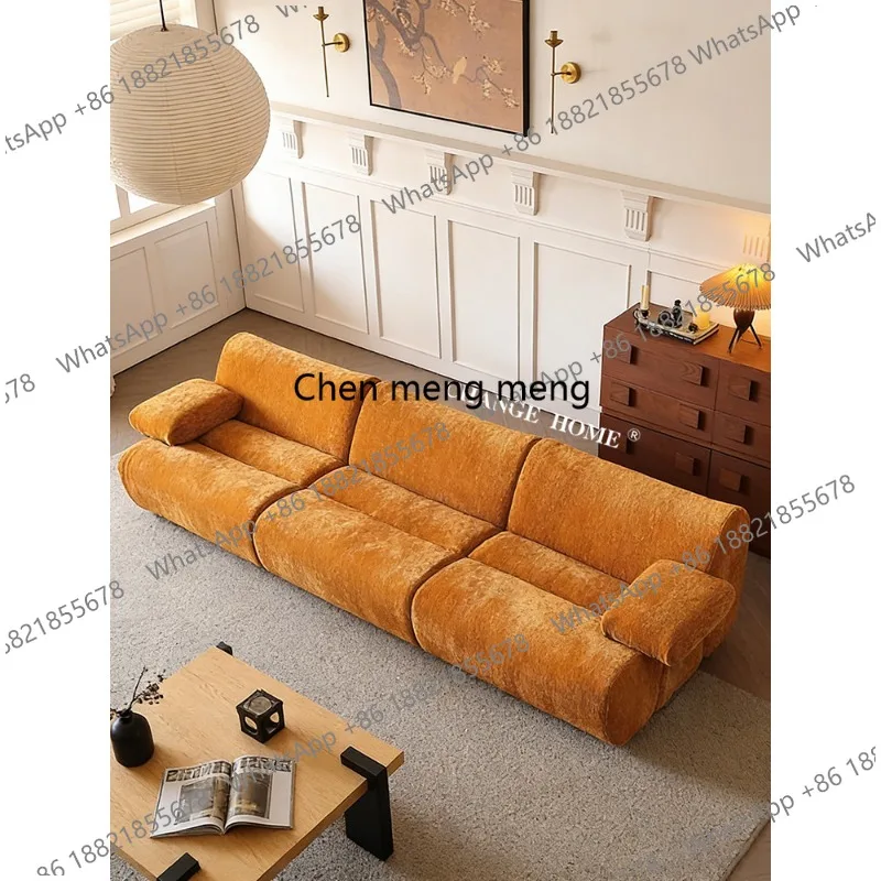 Italian minimalist chenille fleece bamboo sofa living room module combination curved corner sofa