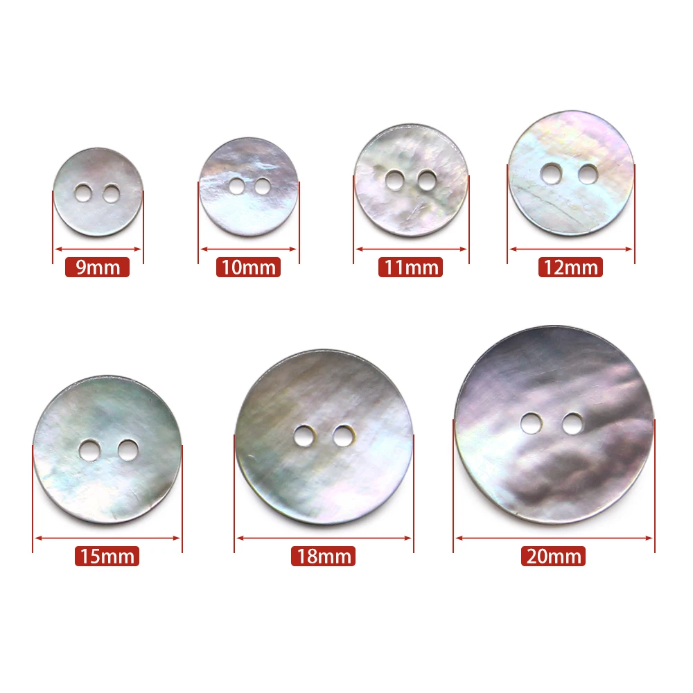 30pcs/lot of shell buttons, new colored pearl shells, circular 2-hole buttons, clothing sewing accessories DIY