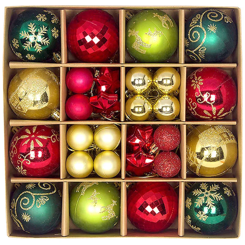 

44Pcs/box Colourful Snowflake Pattern Christmas Balls Decoration Home New Year Christmas Tree Decorations Noel Christmas Balls