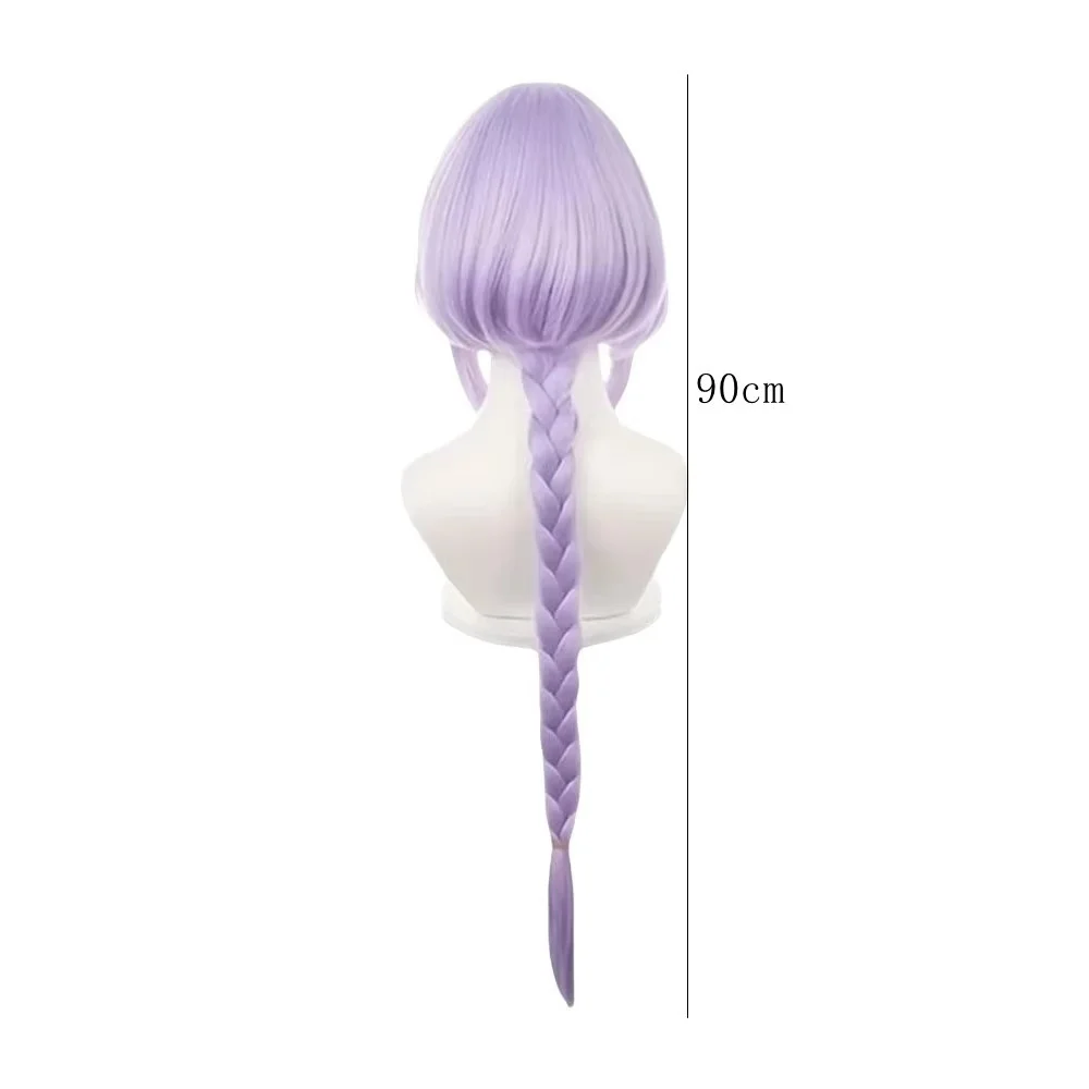 Anime Cosplay Qiqi Pruik Lange Vlecht Synthetisch Paars Haar Peluca Voor Frieren Festival Halloween Rekwisieten