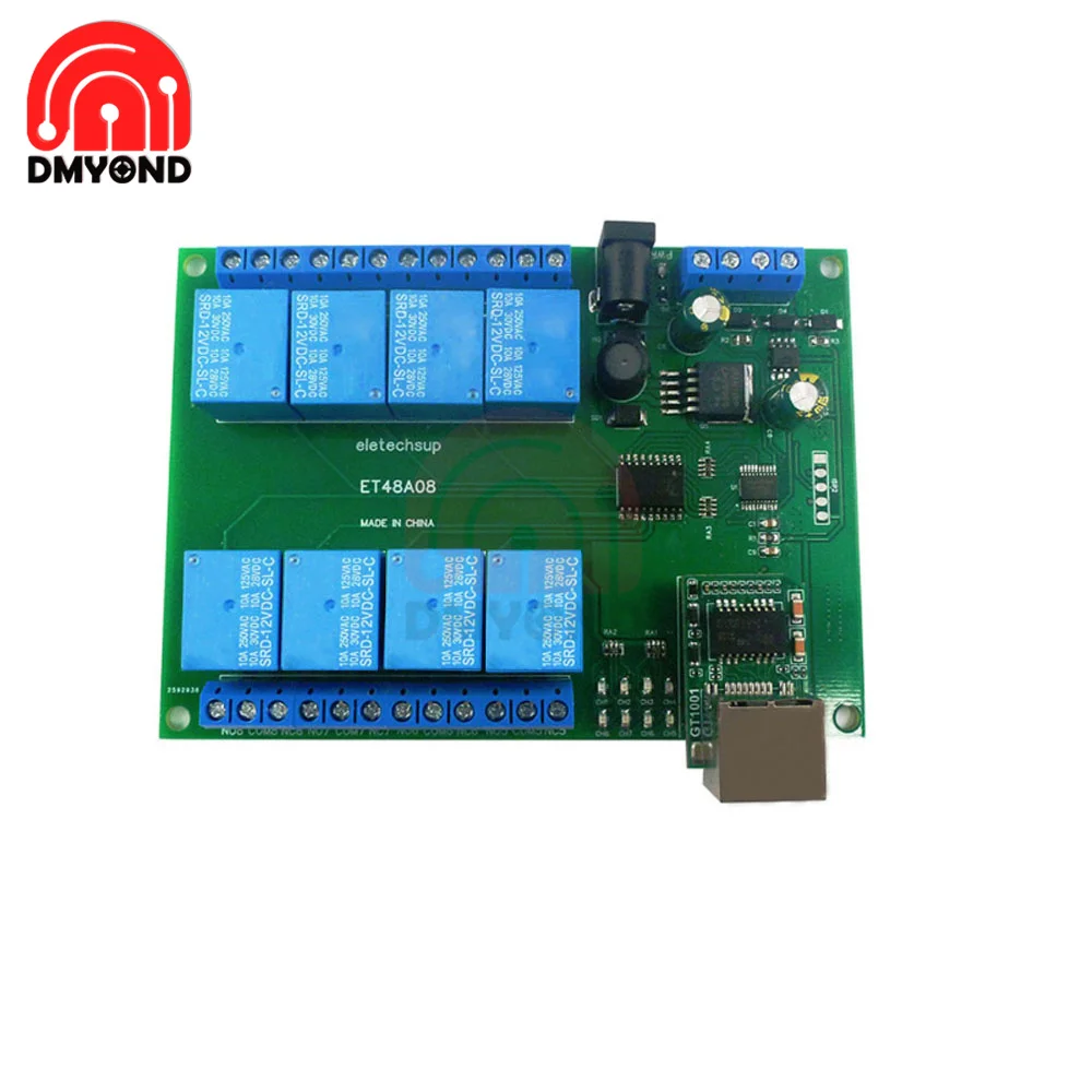 

Relay Network Switch Modbus MQTT TCP UDP Web HTTP RS485 Timer Module ET48A08 12V 8 Channel RS485/TCP Modbus Relay Module