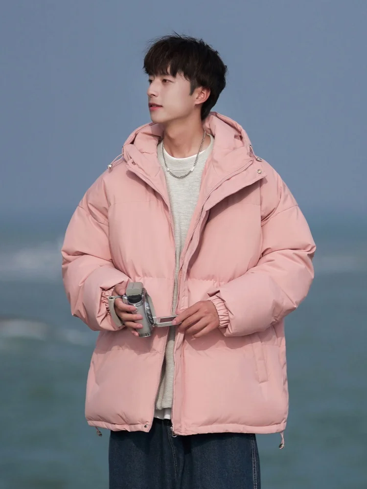 

Мужская зимняя утепленная хлопковая куртка с капюшоном, новая модная модель, теплая, свободного кроя, в стиле «хлебный пуховик», повседневная зимняя одежда