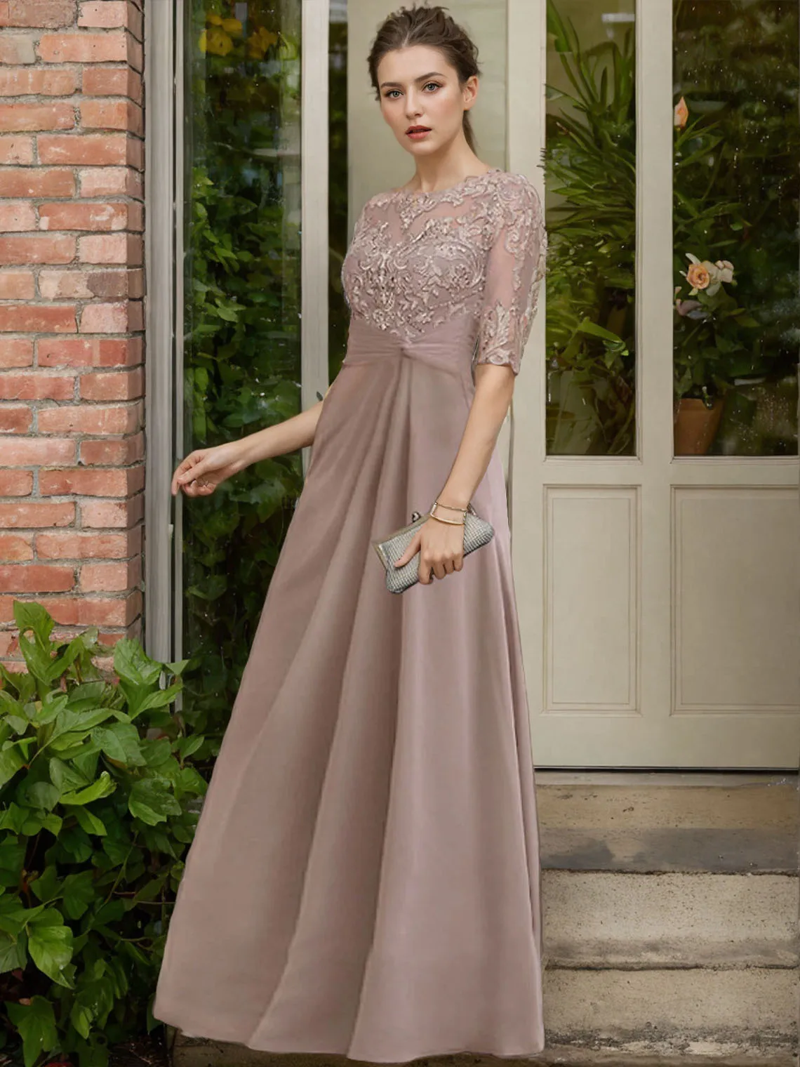 Vestido tubo para madre de la novia invitado a la boda elegante talla grande gasa encaje con apliques drapeados laterales 2025 gratis personalizado