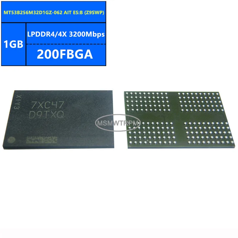 

MT53B256M32D1GZ-062 AIT ES:B Z9SWP MT53B256M32D1GZ-062 AIT:B D9SWQ LPDDR4/4X 1GB 3200Mbps 200FBGA 8Gb Memory Chip IC Integrated
