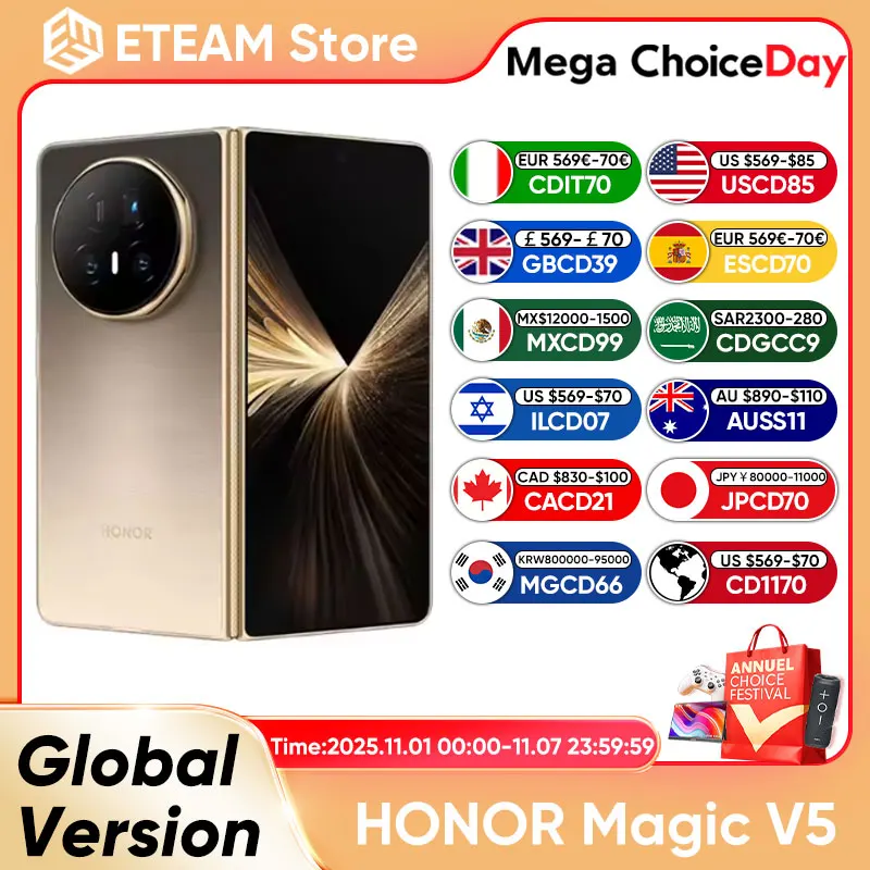 New Global Version HONOR Magic V5 5G Foldable SmartPhone 7.95