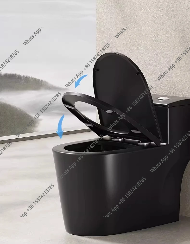 

Black ordinary toilet household large pipe super swirl siphon pumping large seat toilet designer model